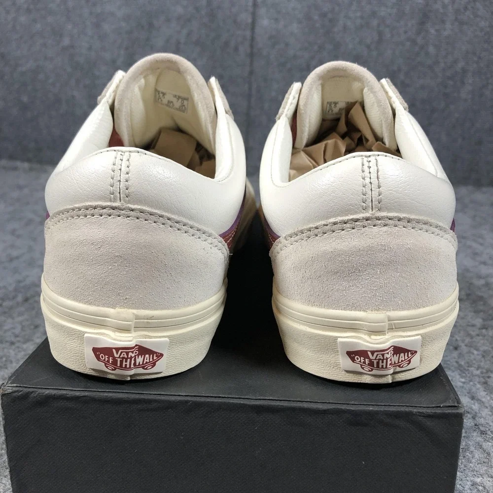 Vans Old Skool Shoes Men 5.5 / Women 7 White Burgundy Leather Suede Low Top - Picture 7 of 16